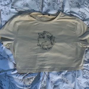 Tan Crop Top w/ Fairy Print